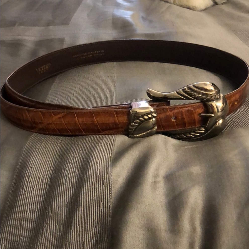 Calfskin alligator print belt